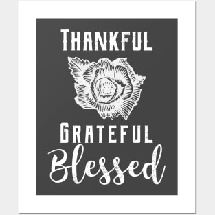 Thankful Grateful Blessed Distressed gift Posters and Art